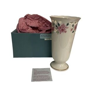 LENOX Pierced PORCELAIN VASE BARRINGTON COLLECTION Pink Flora 8.5"H New W/box